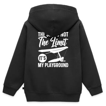 Deltaplane Parapente Deltaplane - Sweat Premium à capuche zippé enfant bio - noir - Dos - AI Model Kid Male (0cm)