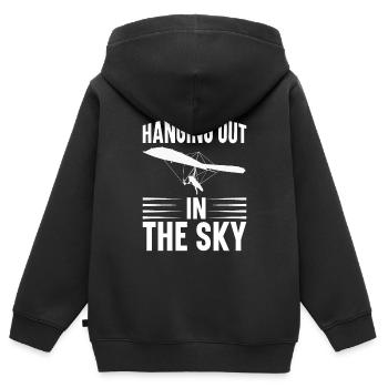 Deltaplane Parapente Deltaplane - Sweat Premium à capuche zippé enfant bio - noir - Dos - AI Model Kid Male (0cm)