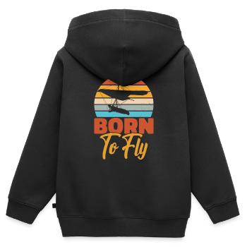 Deltaplane Parapente Deltaplane - Sweat Premium à capuche zippé enfant bio - noir - Dos - AI Model Kid Male (0cm)
