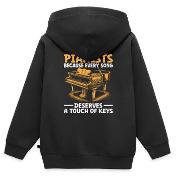 Pianisten, weil jeder Song einen Hauch von Ke verdient - Kinder Premium Organic Zip Hoodie - Schwarz - Hinten - AI Model Kid Male (0cm)