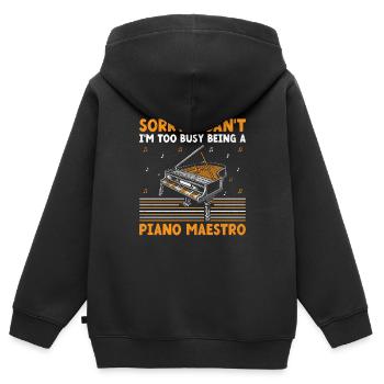 Sorry I Can't I'm Too Busy Being A Piano Maestro P - Kinder Premium Organic Zip Hoodie - Schwarz - Hinten - AI Model Kid Male (0cm)