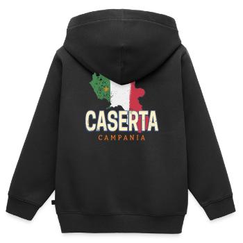 Caserte Italie Rétro Campanie Carte Murale Vintage - Sweat Premium à capuche zippé enfant bio - noir - Dos - AI Model Kid Male (0cm)