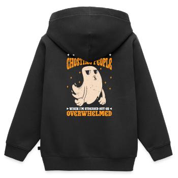 CEO Of Ghosting When Stressed Or Overwhelmed 3 - Kinder Premium Organic Zip Hoodie - Schwarz - Hinten - AI Model Kid Male (0cm)