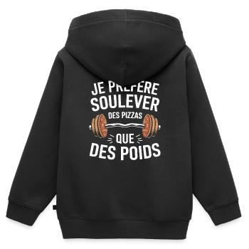 Ich ziehe es vor, Pizzen zu heben Humor Fitness - Kinder Premium Organic Zip Hoodie - Schwarz - Hinten - AI Model Kid Male (0cm)