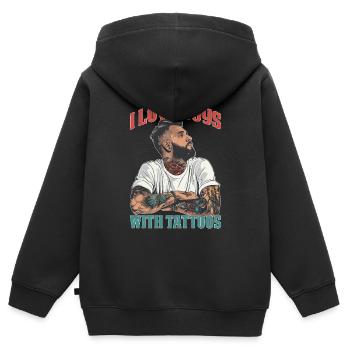 I Love Boys With Tattoos 6 - Kinder Premium Organic Zip Hoodie - Schwarz - Hinten - AI Model Kid Male (0cm)