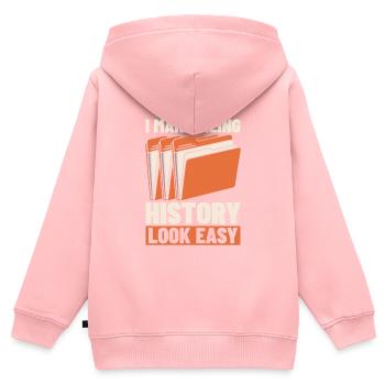 Archiviste - Sweat Premium à capuche zippé enfant bio - rose - Dos - AI Model Kid Female (0cm)