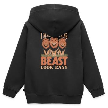 Dresseur d’animaux - Sweat Premium à capuche zippé enfant bio - noir - Dos - AI Model Kid Male (0cm)