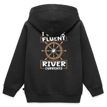 Skippers de navigation intérieure - Sweat Premium à capuche zippé enfant bio - noir - Dos - AI Model Kid Male (0cm)
