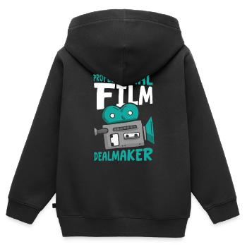Filmproduzent - Kinder Premium Organic Zip Hoodie - Schwarz - Hinten - AI Model Kid Male (0cm)