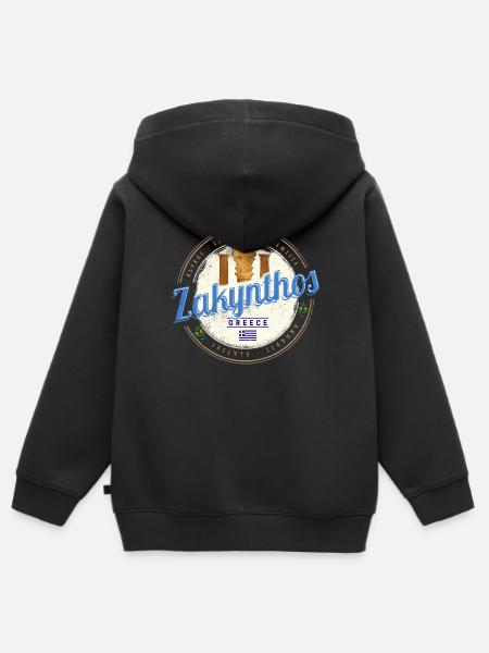 Zakynthos Insel in Griechenland Vintage Souvenir - Premium børne zip-hættetrøje økologisk - sort