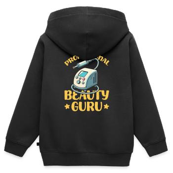 Spécialiste de la beauté - Sweat Premium à capuche zippé enfant bio - noir - Dos - AI Model Kid Male (0cm)