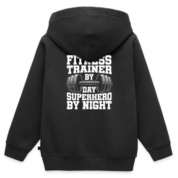 Fitnesstrainer Personal Trainer - Kinder Premium Organic Zip Hoodie - Schwarz - Hinten - AI Model Kid Male (0cm)
