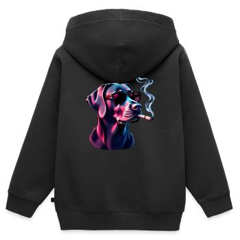 Labrador with sunglasses animal motif smoking - Kids Premium Organic Zip-up Hoodie - black - Back - AI Model Kid Male (0cm)