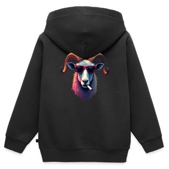Bulldog with sunglasses animal motif smoking - Kids Premium Organic Zip-up Hoodie - black - Back - AI Model Kid Male (0cm)