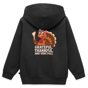 Dinde drôle de Thanksgiving - Sweat Premium à capuche zippé enfant bio - noir - Dos - AI Model Kid Male (0cm)