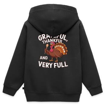 Dinde drôle de Thanksgiving - Sweat Premium à capuche zippé enfant bio - noir - Dos - AI Model Kid Male (0cm)