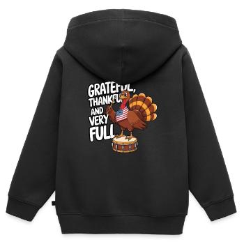 Lustiger Thanksgiving Truthahn - Kinder Premium Organic Zip Hoodie - Schwarz - Hinten - AI Model Kid Male (0cm)