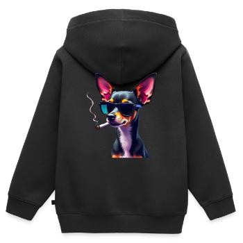 Chihuahua with sunglasses animal motif smoking - Kids Premium Organic Zip-up Hoodie - black - Back - AI Model Kid Male (0cm)