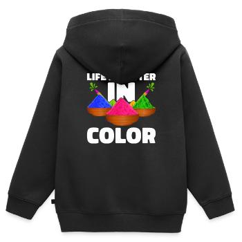 Holi India Holi Festival Happy Holi Fest - Kids Premium Organic Zip-up Hoodie - black - Back - AI Model Kid Male (0cm)