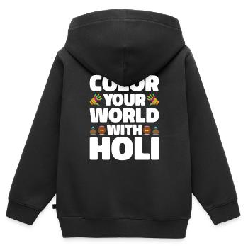Holi India Holi Festival Happy Holi Fest - Kids Premium Organic Zip-up Hoodie - black - Back - AI Model Kid Male (0cm)