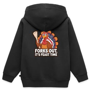 Lustiger Thanksgiving Truthahn - Kinder Premium Organic Zip Hoodie - Schwarz - Hinten - AI Model Kid Male (0cm)