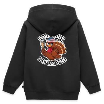Lustiger Thanksgiving Truthahn - Kinder Premium Organic Zip Hoodie - Schwarz - Hinten - AI Model Kid Male (0cm)