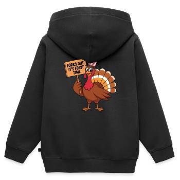 Lustiger Thanksgiving Truthahn - Kinder Premium Organic Zip Hoodie - Schwarz - Hinten - AI Model Kid Male (0cm)