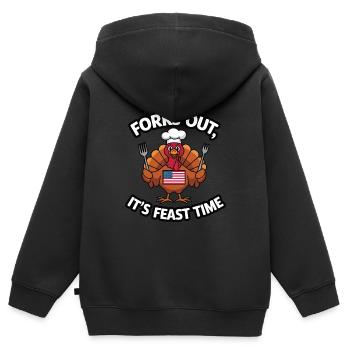 Lustiger Thanksgiving Truthahn - Kinder Premium Organic Zip Hoodie - Schwarz - Hinten - AI Model Kid Male (0cm)
