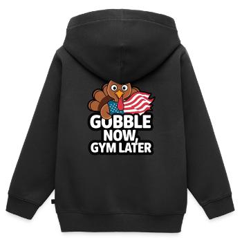 Lustiger Thanksgiving Truthahn - Kinder Premium Organic Zip Hoodie - Schwarz - Hinten - AI Model Kid Male (0cm)
