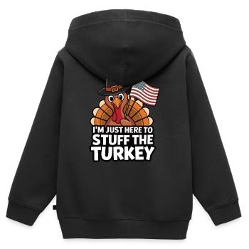 Lustiger Thanksgiving Truthahn - Kinder Premium Organic Zip Hoodie - Schwarz - Hinten - AI Model Kid Male (0cm)