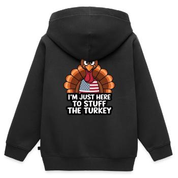Lustiger Thanksgiving Truthahn - Kinder Premium Organic Zip Hoodie - Schwarz - Hinten - AI Model Kid Male (0cm)