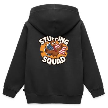 Dinde drôle de Thanksgiving - Sweat Premium à capuche zippé enfant bio - noir - Dos - AI Model Kid Male (0cm)