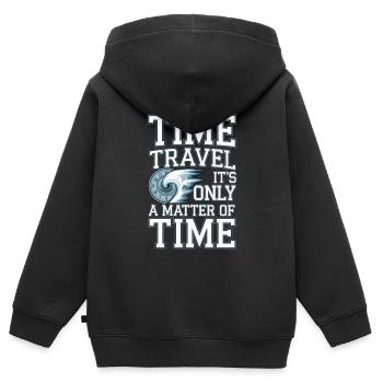 Time travel sci-fi enthusiast and time machine - Kids Premium Organic Zip-up Hoodie - black - Back - AI Model Kid Male (0cm)