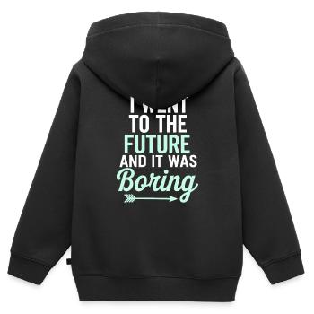 Time travel sci-fi enthusiast and time machine - Kids Premium Organic Zip-up Hoodie - black - Back - AI Model Kid Male (0cm)