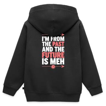 Time travel sci-fi enthusiast and time machine - Kids Premium Organic Zip-up Hoodie - black - Back - AI Model Kid Male (0cm)