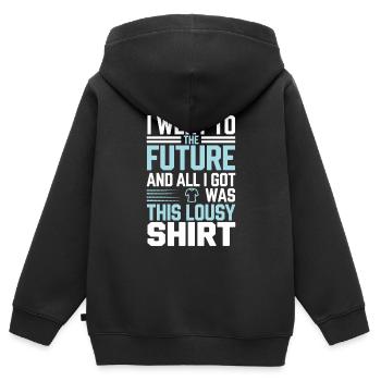 Time travel sci-fi enthusiast and time machine - Kids Premium Organic Zip-up Hoodie - black - Back - AI Model Kid Male (0cm)
