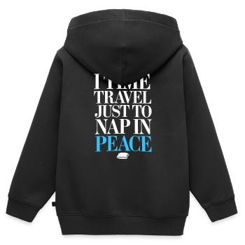 Time travel sci-fi enthusiast and time machine - Kids Premium Organic Zip-up Hoodie - black - Back - AI Model Kid Male (0cm)