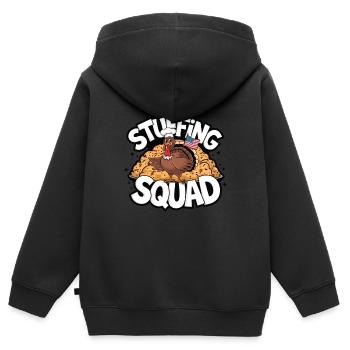 Dinde drôle de Thanksgiving - Sweat Premium à capuche zippé enfant bio - noir - Dos - AI Model Kid Male (0cm)