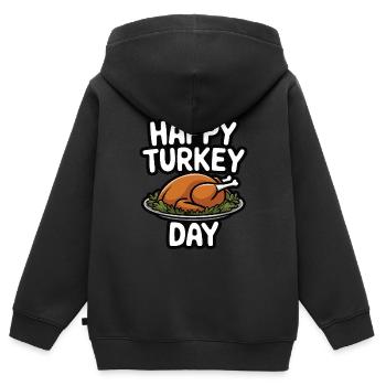 Lustiger Thanksgiving Truthahn - Kinder Premium Organic Zip Hoodie - Schwarz - Hinten - AI Model Kid Male (0cm)