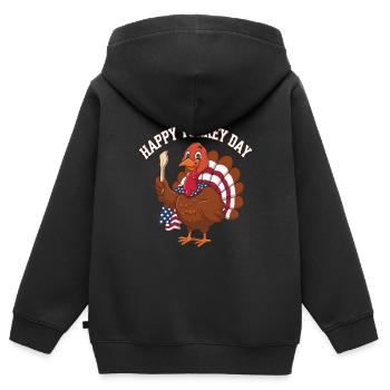 Lustiger Thanksgiving Truthahn - Kinder Premium Organic Zip Hoodie - Schwarz - Hinten - AI Model Kid Male (0cm)