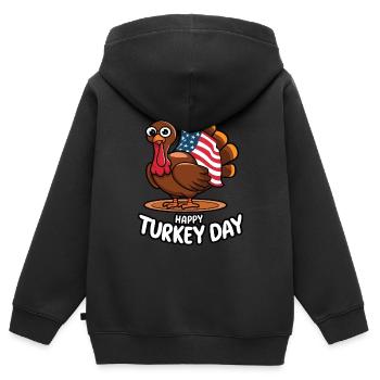 Lustiger Thanksgiving Truthahn - Kinder Premium Organic Zip Hoodie - Schwarz - Hinten - AI Model Kid Male (0cm)