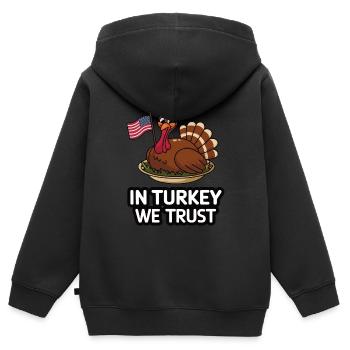 Lustiger Thanksgiving Truthahn - Kinder Premium Organic Zip Hoodie - Schwarz - Hinten - AI Model Kid Male (0cm)