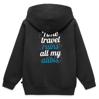 Time travel sci-fi enthusiast and time machine - Kids Premium Organic Zip-up Hoodie - black - Back - AI Model Kid Male (0cm)