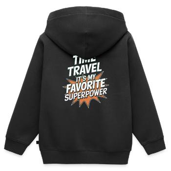 Time travel sci-fi enthusiast and time machine - Kids Premium Organic Zip-up Hoodie - black - Back - AI Model Kid Male (0cm)
