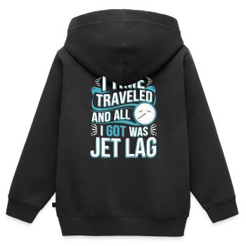 Time travel sci-fi enthusiast and time machine - Kids Premium Organic Zip-up Hoodie - black - Back - AI Model Kid Male (0cm)