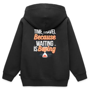 Time travel sci-fi enthusiast and time machine - Kids Premium Organic Zip-up Hoodie - black - Back - AI Model Kid Male (0cm)