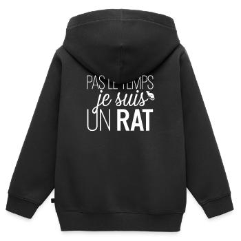Keine Zeit, ich bin eine Ratte - Kinder Premium Organic Zip Hoodie - Schwarz - Hinten - AI Model Kid Male (0cm)