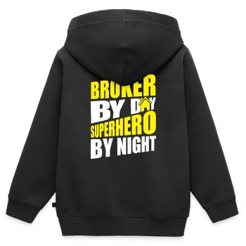 Makler - Kinder Premium Organic Zip Hoodie - Schwarz - Hinten - AI Model Kid Male (0cm)