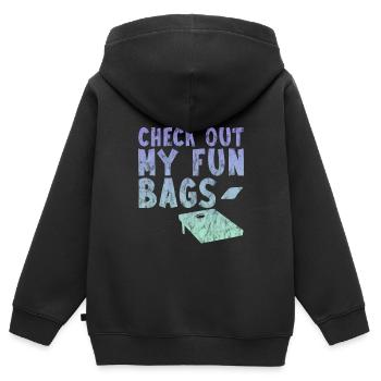 Check Out My Fun Bags 3 - Kinder Premium Organic Zip Hoodie - Schwarz - Hinten - AI Model Kid Male (0cm)