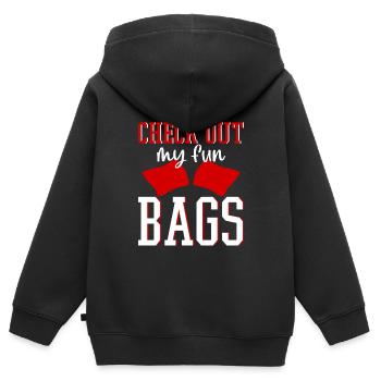 Check Out My Fun Bags 2 - Kinder Premium Organic Zip Hoodie - Schwarz - Hinten - AI Model Kid Male (0cm)